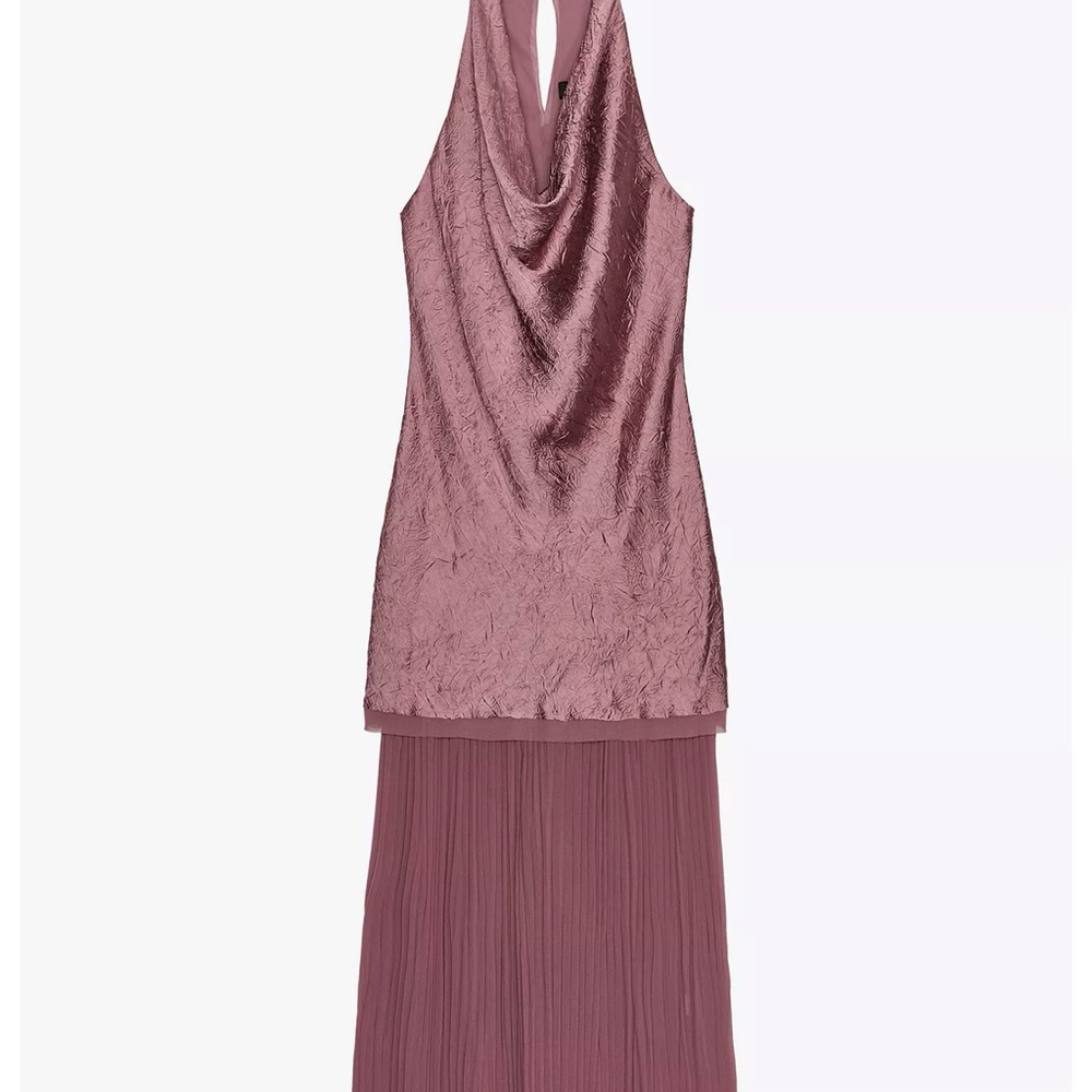 Zara NWT Elegant Mauve Cowl Neck Dress